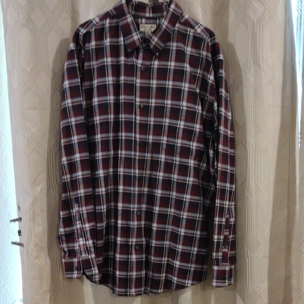 St. John's Bay Men's Red and White Plaid Shirt XLT